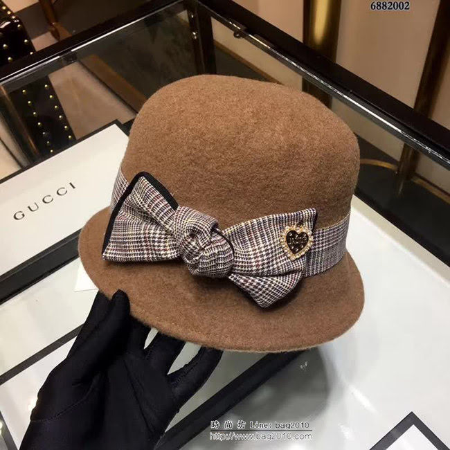 DIOR迪奧 韓版專櫃代購休閒款 秋冬羊毛圓頂禮帽 高端時尚盆帽 6882002 LLWJ7611